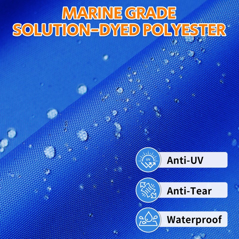 iCOVER Jon Boat Cover 14ft, Heavy Duty Waterproof Marine Grade Polyester Canvas Mooring Cover, Anti-UV Trailerable Jon Boat Covers, Fits Boats 14' Long Beam Width up to 70", Blue - Image 3